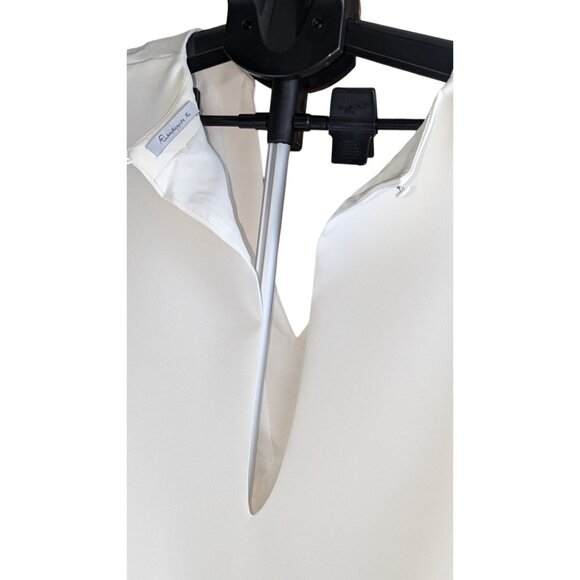 AmyEnjoyLife Mini Shirt Dress XL Long V-Neck Short Sleeve Keyhole Back White - Picture 7 of 9